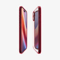 ACS08203 - iPhone 16 Case Ultra Hybrid in Red Crystal showing the partial back, partial front and sides