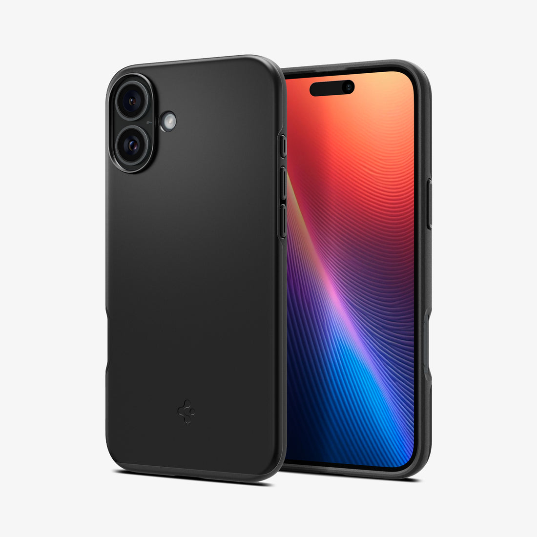 ACS08186 - iPhone 16 Case Thin Fit (MagFit) in Black showing the back, partial front and sides