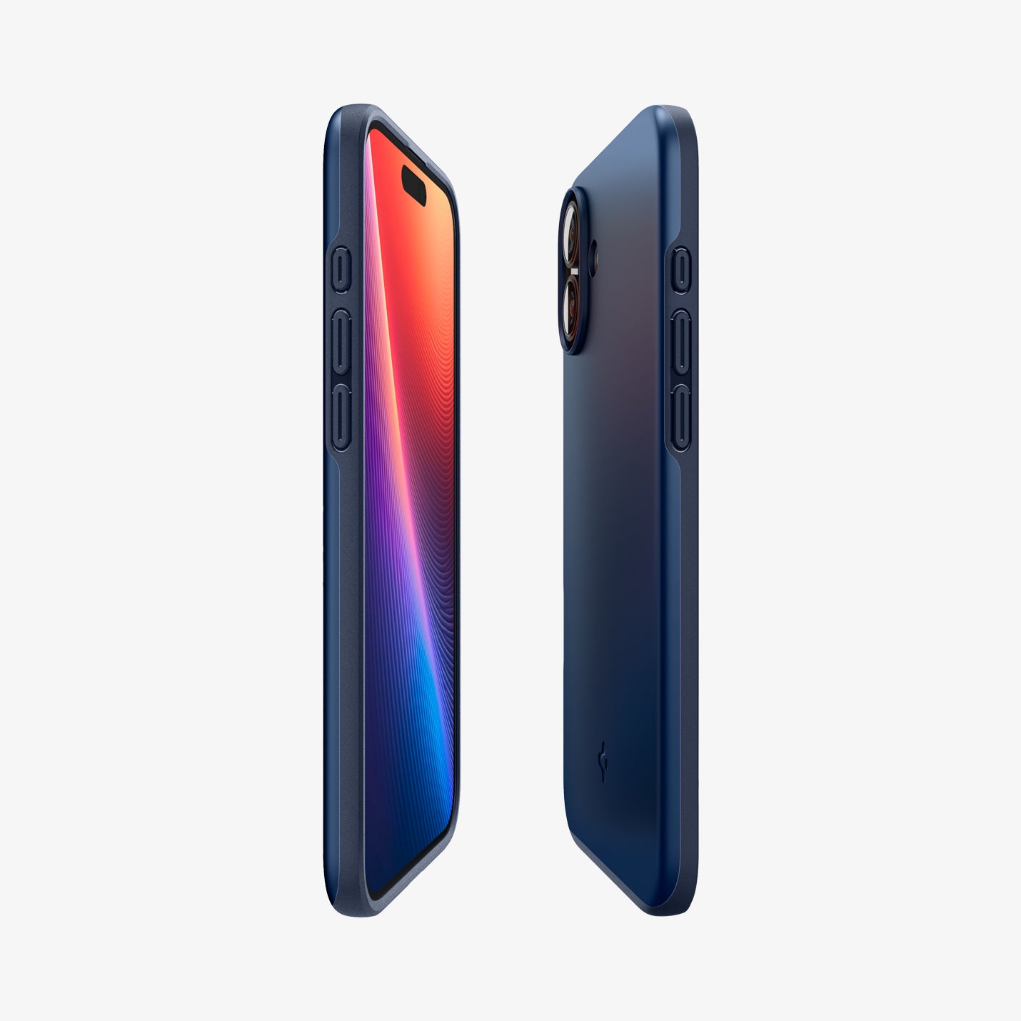ACS08187 - iPhone 16 Case Thin Fit (MagFit) in Navy Blue showing the partial back, partial front, and sides
