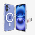ACS09073 - iPhone 16 Case Ultra Hybrid T (MagFit + Camera Control) in White showing the back, front and sides with parts of the button detached