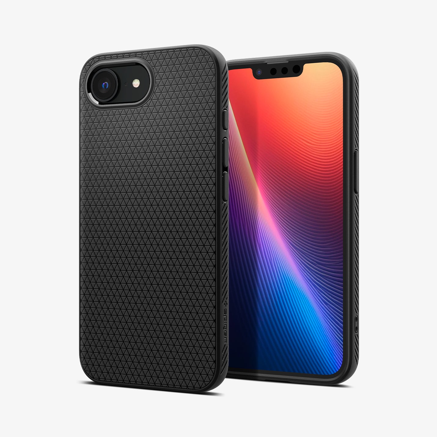 ACS09161 - iPhone 17e Case Liquid Air in Matte Black showing the back, partial front and sides