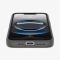 ACS09532 - iPhone 16e Case Liquid Air in Marble Gray showing the front, partial side and bottom device zoomed in