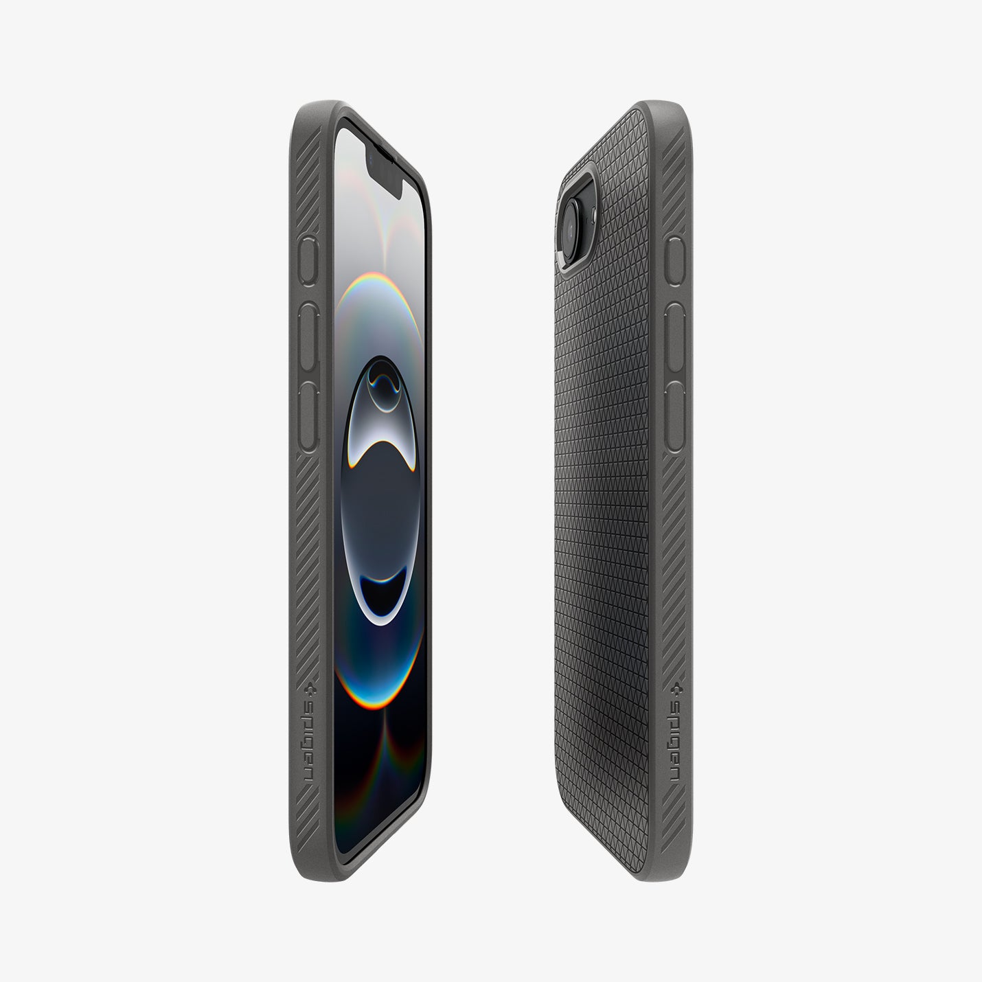 ACS09532 - iPhone 17e Case Liquid Air in Marble Gray showing the partial back, partial front and sides