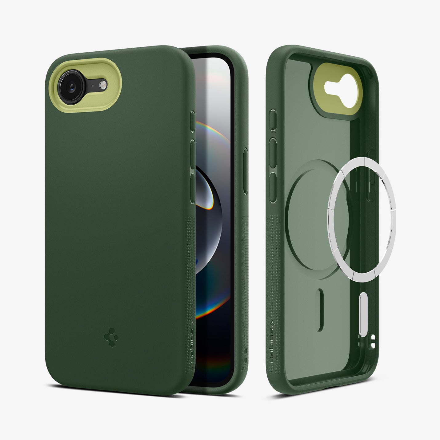 ACS09157 - iPhone 16e Case Nano Pop (MagFit) in Avo Green showing the back, partial front and sides