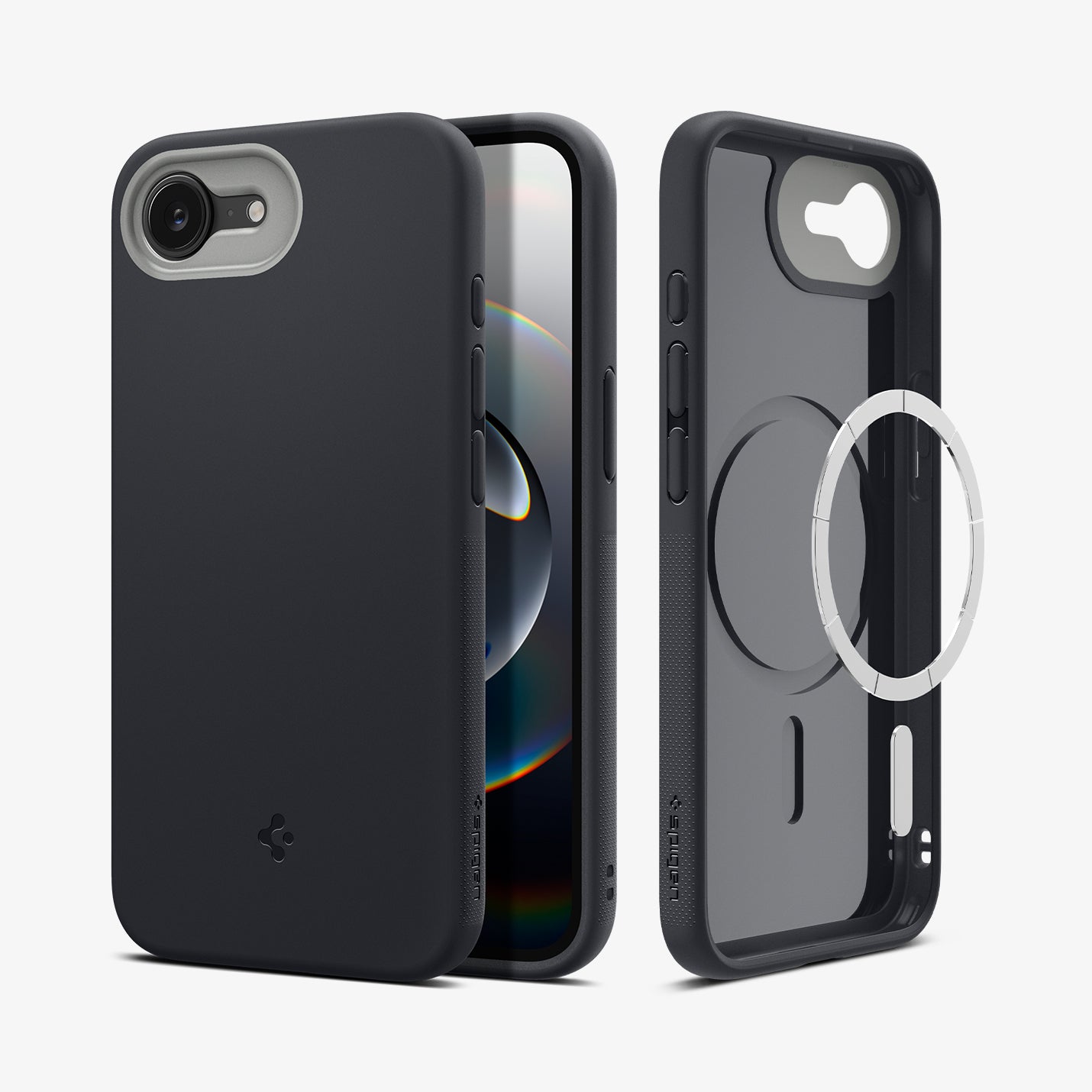 ACS09155 - iPhone 16e Case Nano Pop (MagFit) in Black Sesame showing the back, partial front and sides