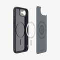 ACS09155 - iPhone 17e Case Nano Pop (MagFit) in Black Sesame showing the inner hovering in front of the detached metal ring and the case