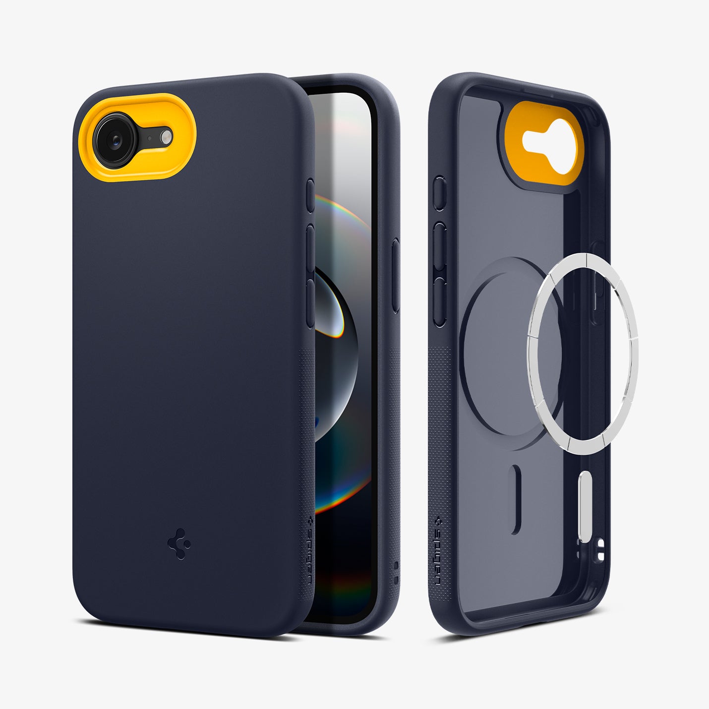 ACS09154 - iPhone 16e Case Nano Pop (MagFit) in Blueberry Navy showing the back, partial front and sides