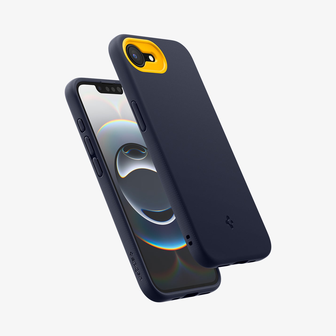 ACS09154 - iPhone 16e Case Nano Pop (MagFit) in Blueberry Navy showing the back, partial front, partial sides and bottom