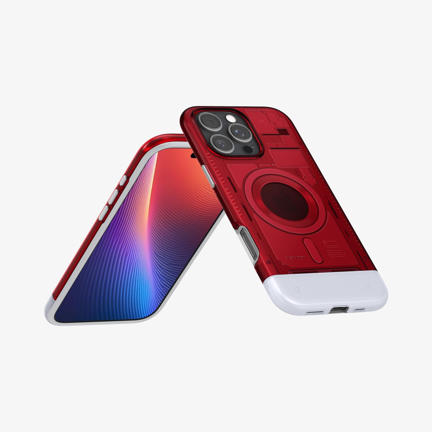 ACS08154 - iPhone 16 Pro Case Classic C1 (MagFit) in Ruby showing the back, front, partial sides and bottom