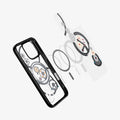 ACS09193 - iPhone 16 Pro Case c11 Series Chronos Edition (MagFit + Camera Control) in Chronos showing the back layer hovering above the detached magnet ring and the back cover of the case