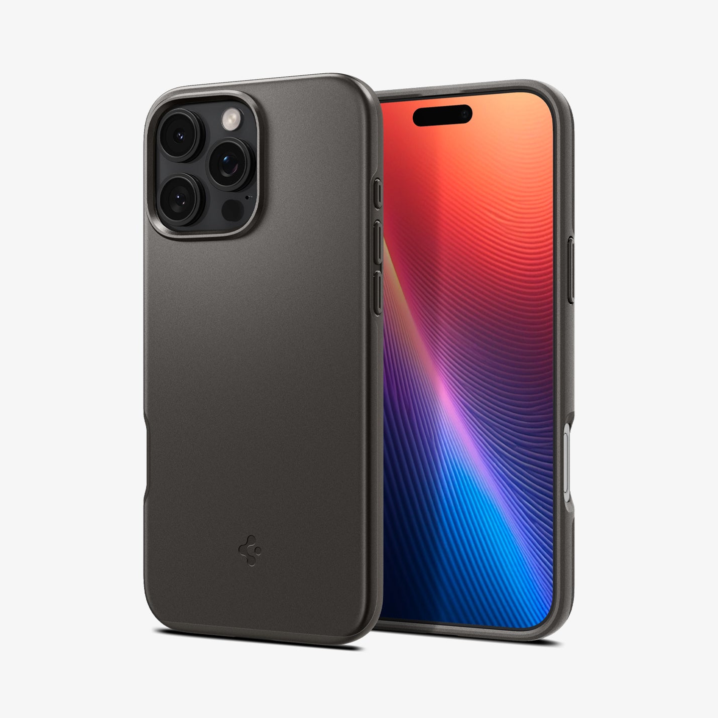 ACS07979 - iPhone 16 Pro Max Case Thin Fit (MagFit) in Gunmetal showing the back, partial front and sides