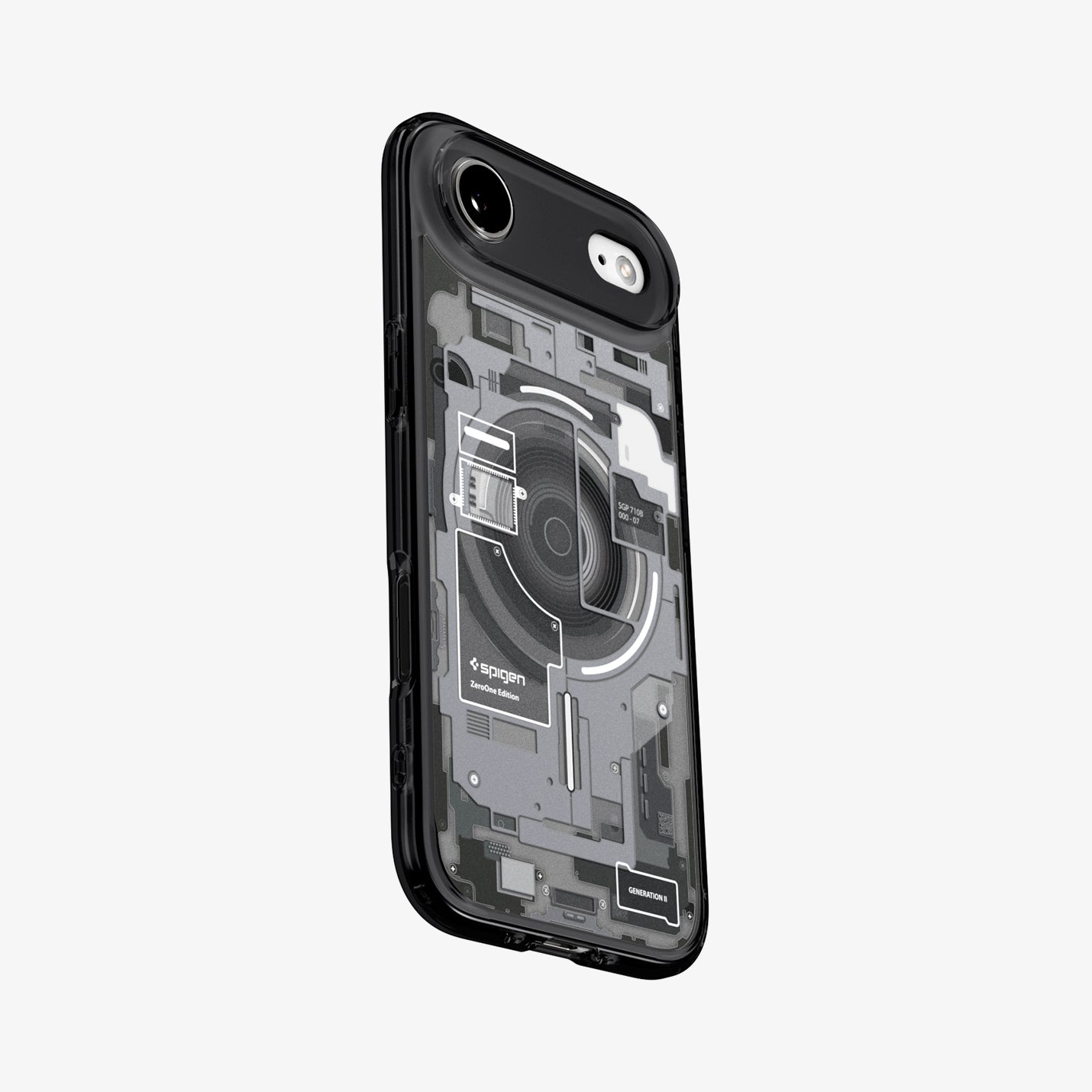 ACS10058 - iPhone 17 Air Ultra Hybrid Zero One (MagFit) in Zero One Black showing the side, back and top