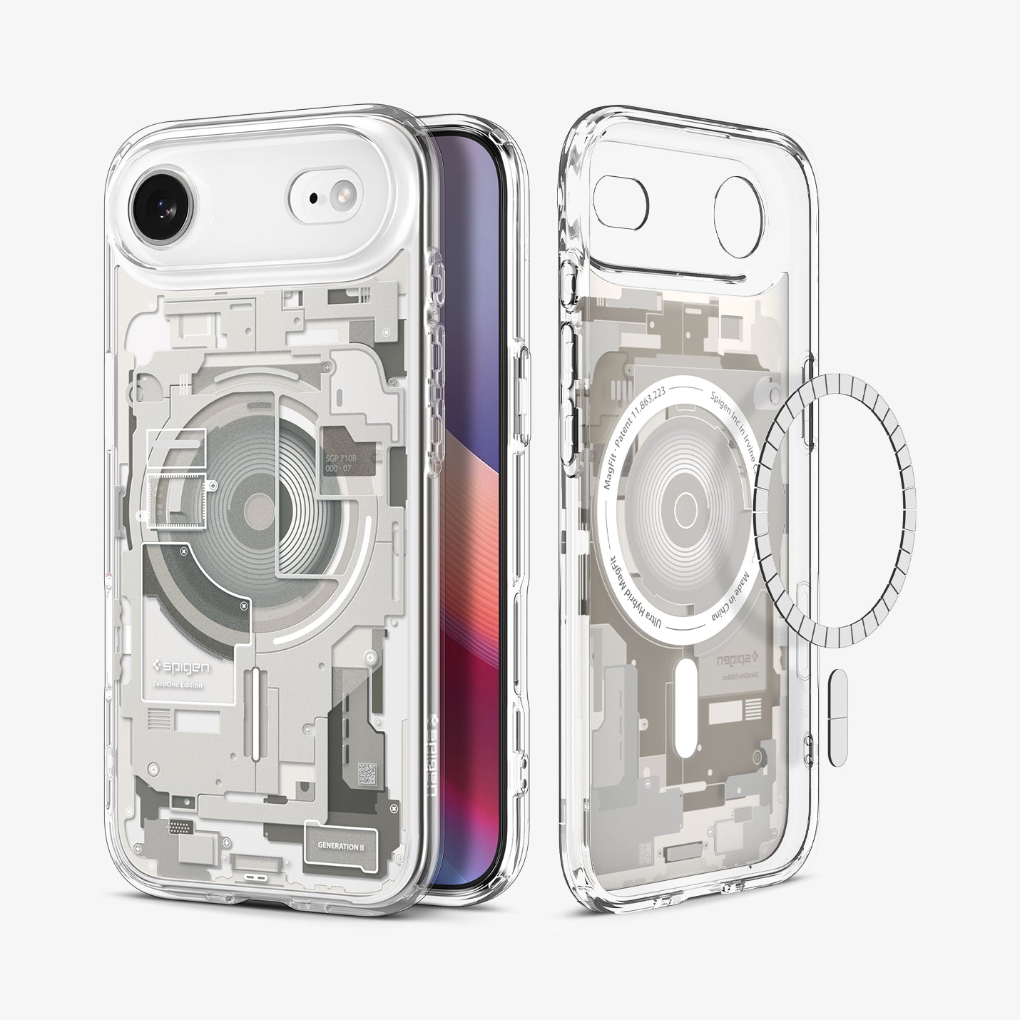 ACS10057 - iPhone 17 Air Ultra Hybrid Zero One (MagFit) in Zero One Natural Titanium showing the back, partial inner, partial front and sides