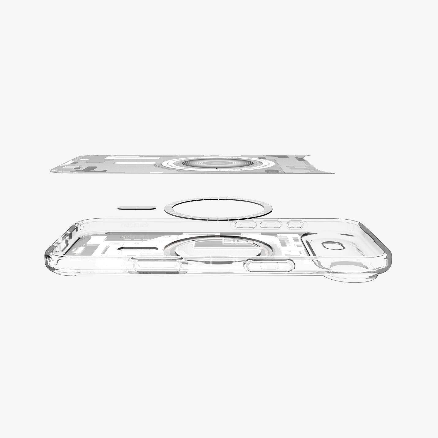 ACS10056 - iPhone 17 Air Ultra Hybrid Zero One (MagFit) in Zero One White showing the multiple layers of case