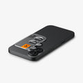 AGL07921 - iPhone 17 Optik Pro EZ Fit Lens Protector in black showing the ez fit tray hovering above the device