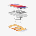 ACS09963 - iPhone 17 Pro Case Classic C1 (MagFit) in tangerine showing the layers of case hovering below the device