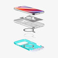 ACS09908 - iPhone 17 Pro Max Case Classic C1 (MagFit) in bondi blue showing the layers of case hovering below the device