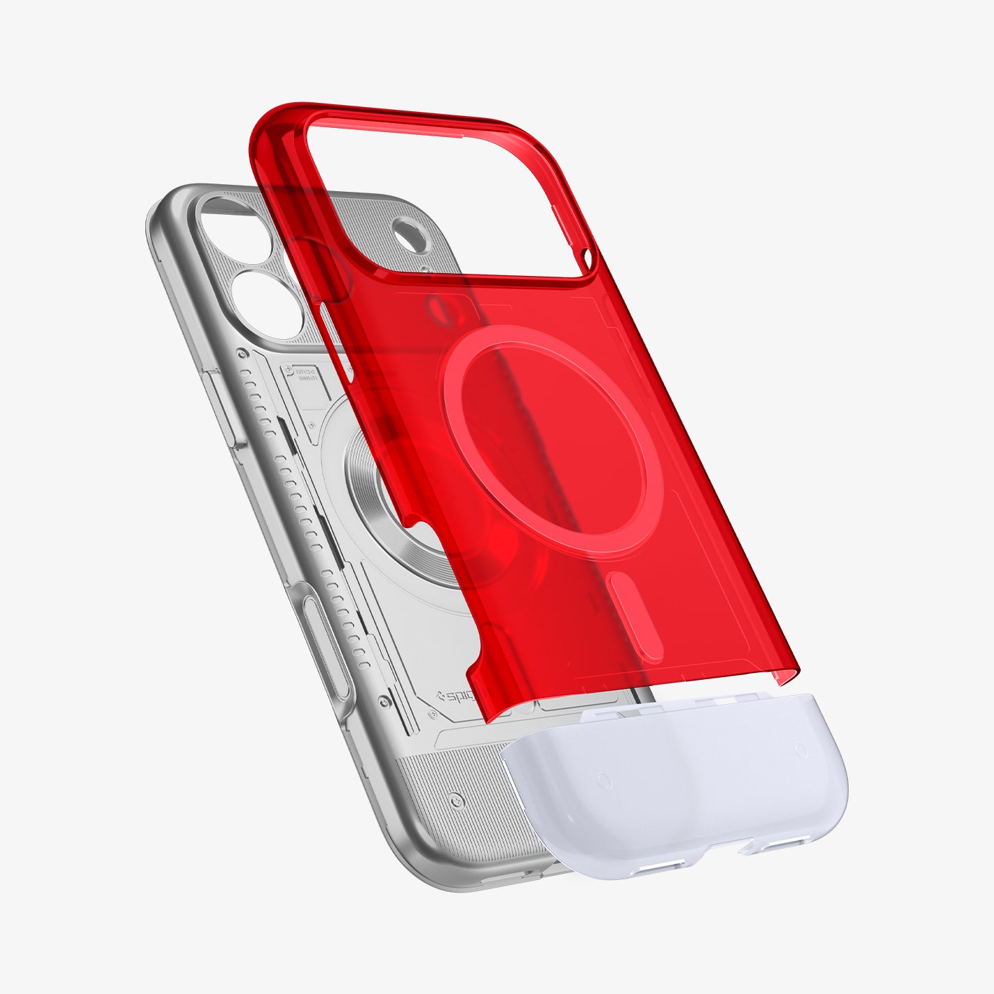 ACS09909 - iPhone 17 Pro Max Case Classic C1 (MagFit) in ruby showing the case hovering away from the device