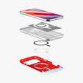 ACS09909 - iPhone 17 Pro Max Case Classic C1 (MagFit) in ruby showing the layers of case hovering below the device