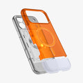 ACS09910 - iPhone 17 Pro Max Case Classic C1 (MagFit) in tangerine showing the case hovering behind the device