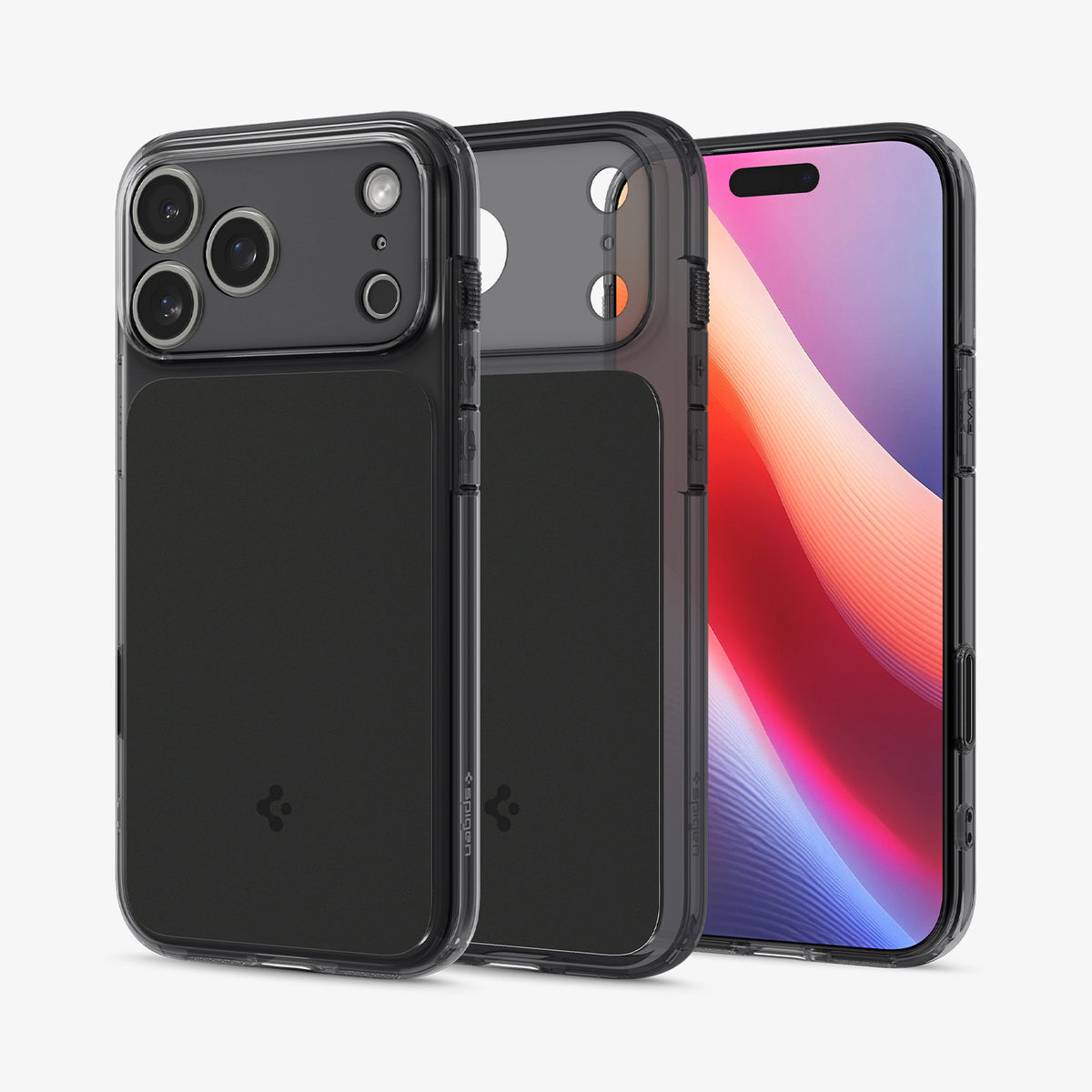 ACS10078CB - iPhone 18 Pro / iPhone 17 Pro Ultra Hybrid T (Mag Fit) in Matte Black showing the back, front and inside