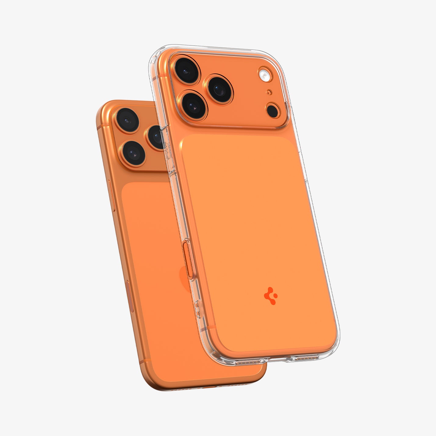 ACS10468 - iPhone 17 Pro Max Ultra Hybrid T (MagFit) in Glossy Orange showing the inner layer hovering from the case