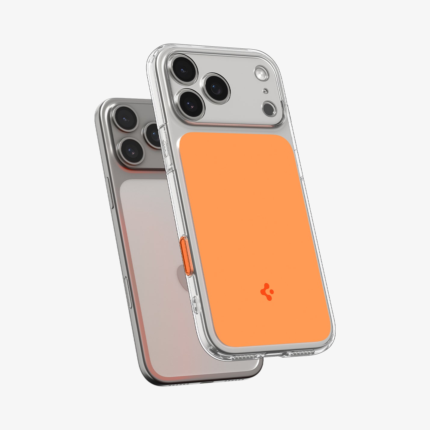 ACS10468 - iPhone 17 Pro Max Ultra Hybrid T (MagFit) in Glossy Orange showing the inner layer hovering from the case