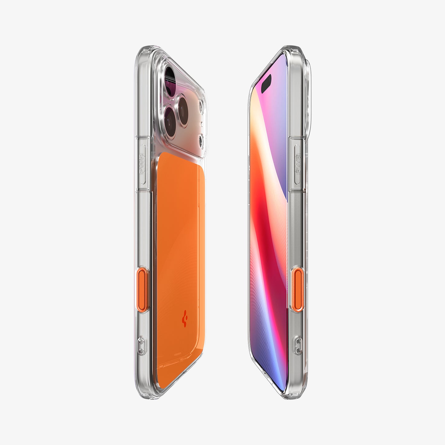 ACS10471CA - iPhone 18 Pro / iPhone 17 Pro Ultra Hybrid T (Mag Fit) in Glossy Orange showing the partial back, partial front, and sides