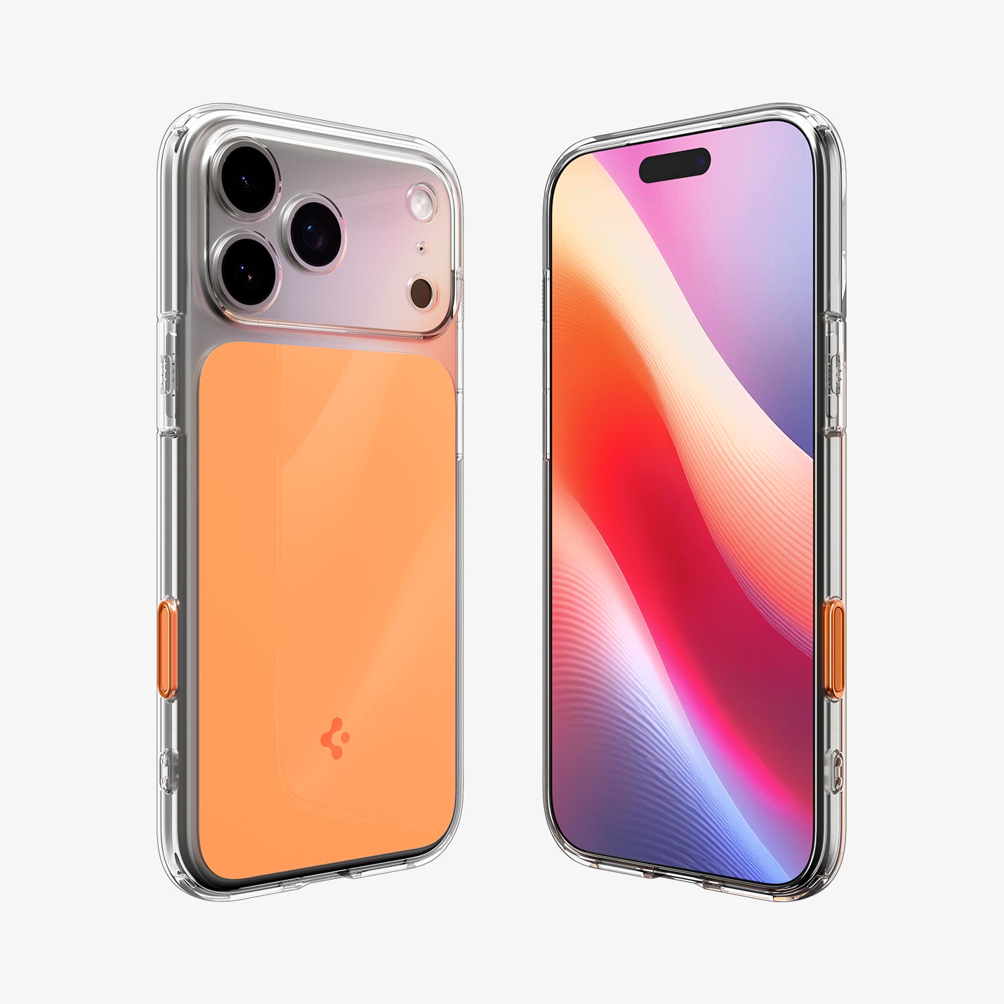 ACS10468 - iPhone 17 Pro Max Ultra Hybrid T (MagFit) in Glossy Orange showing the front and back