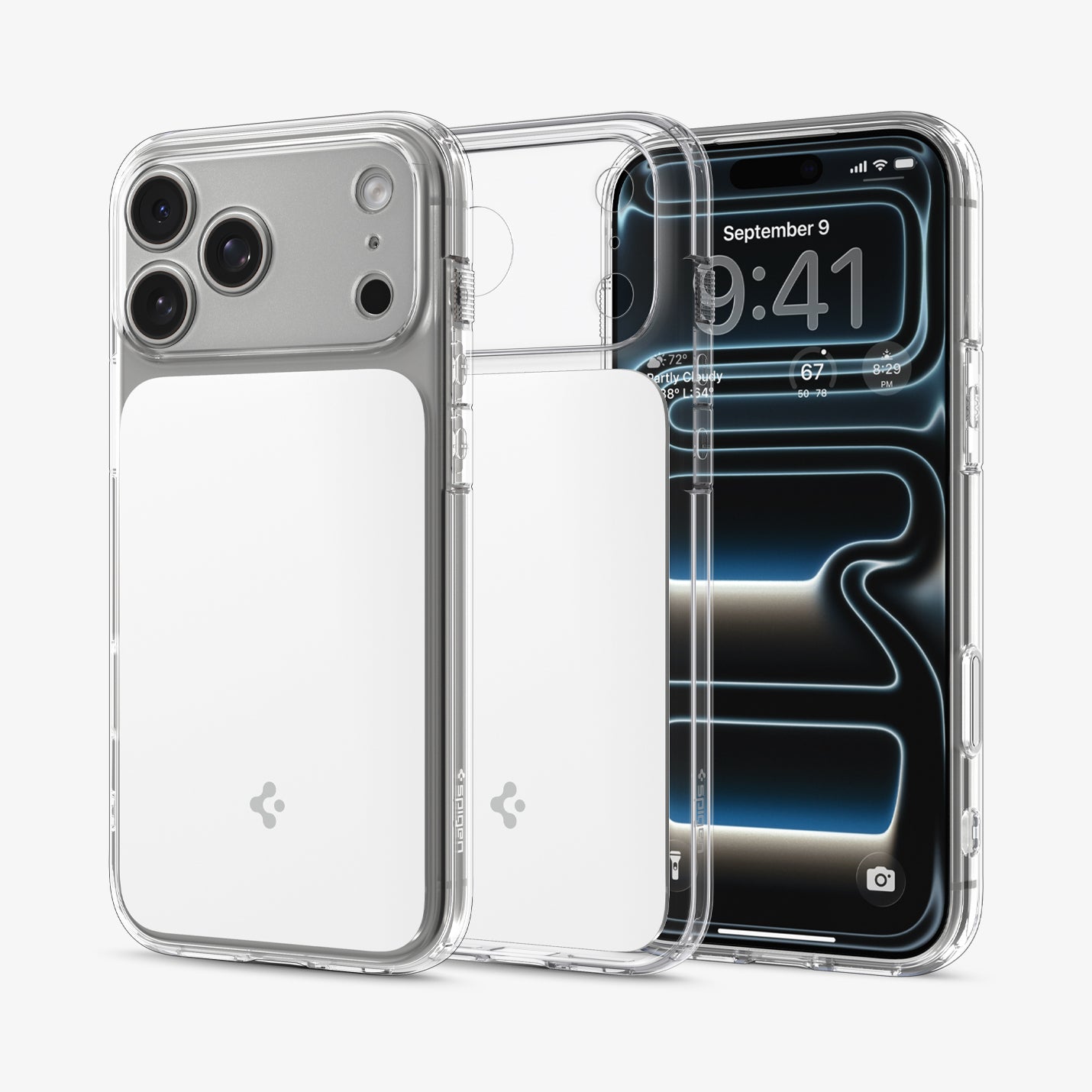 ACS10046 - iPhone 17 Pro Max Ultra Hybrid T (MagFit) in Glossy White showing the back, front and inside