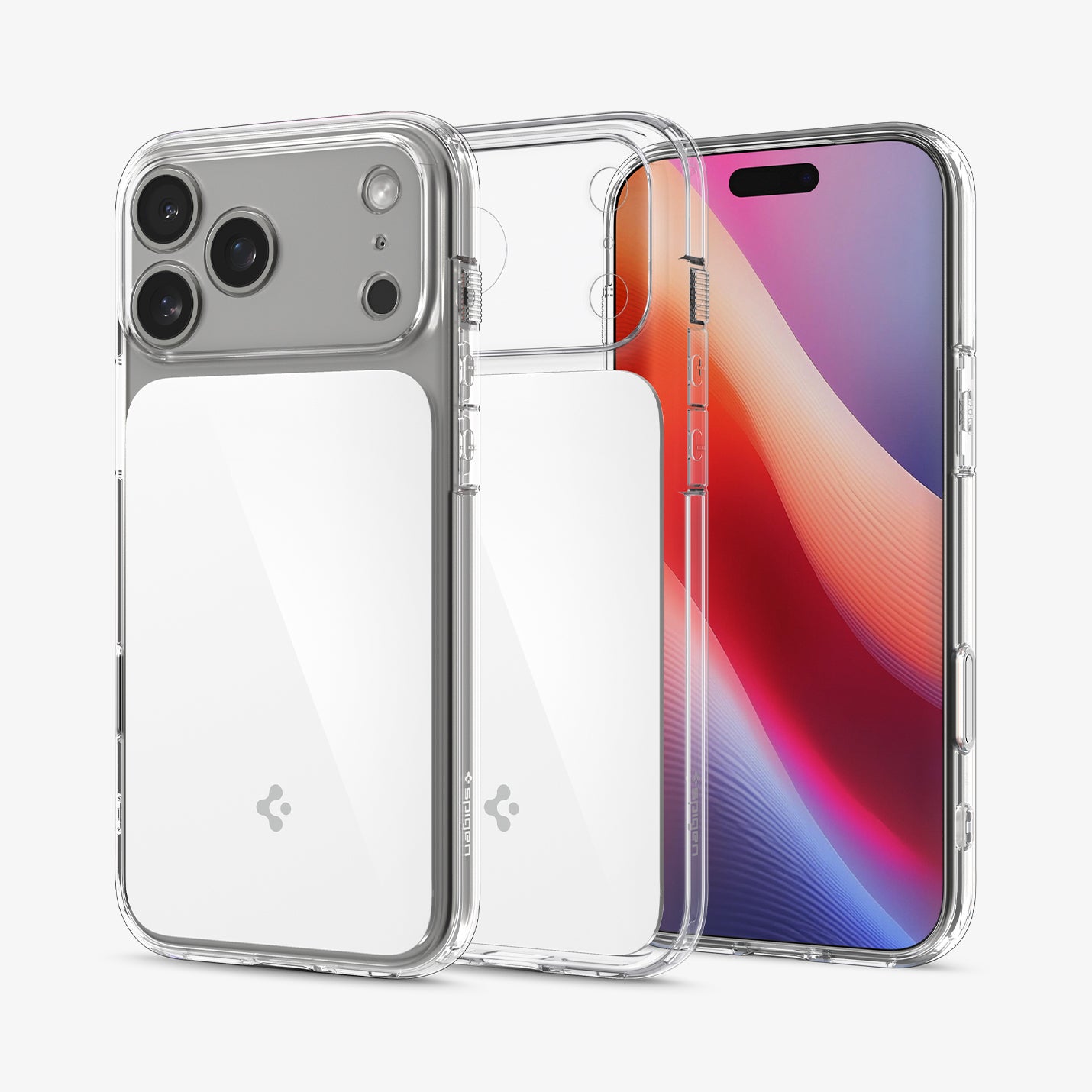 ACS10077 - iPhone 17 Pro Ultra Hybrid T (MagFit) in Glossy White showing the back, front and inside