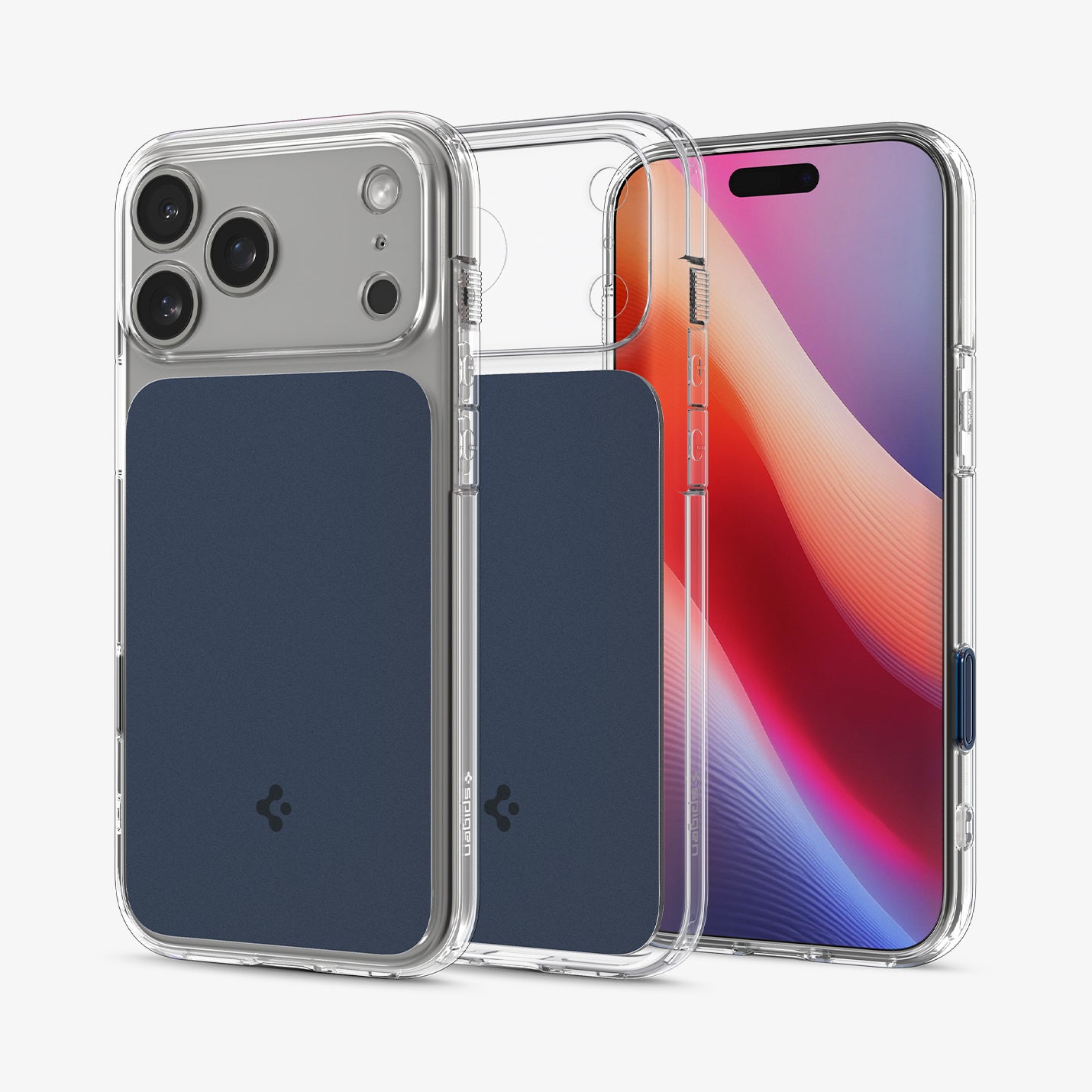 ACS10470 - iPhone 17 Pro Ultra Hybrid T (MagFit) in Matte Blue showing the back, front and inside