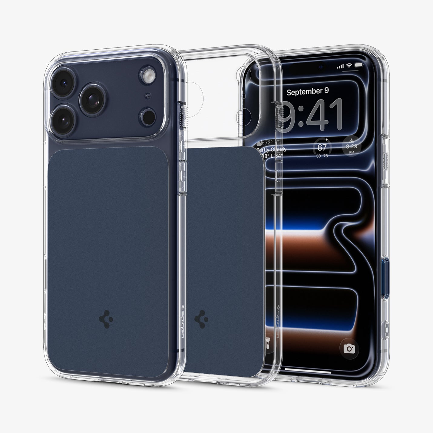 ACS10467 - iPhone 17 Pro Max Ultra Hybrid T (MagFit) in Matte Blue showing the back, front and inside