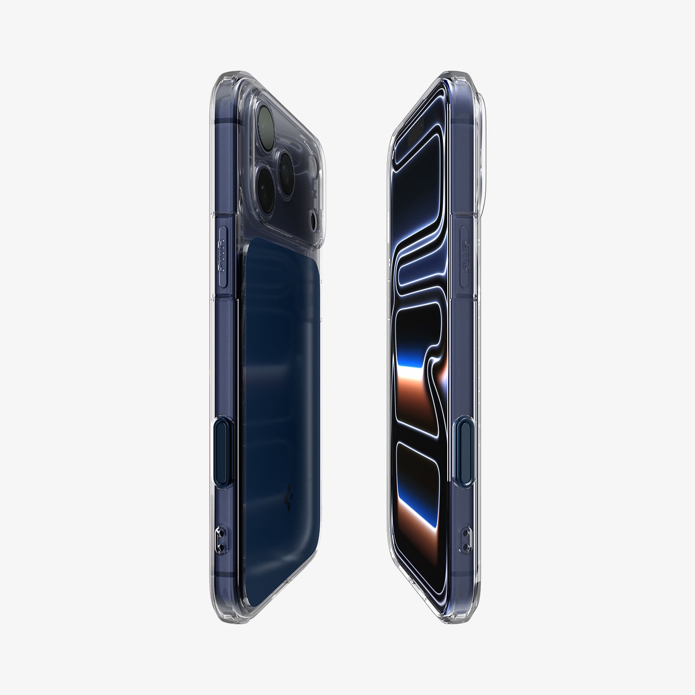 ACS10467 - iPhone 17 Pro Max Ultra Hybrid T (MagFit) in Matte Blue showing the partial back, partial front, and sides