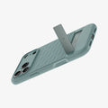 ACS09965 - iPhone 17 Pro Series Case Parallax S (MagFit) in green showing the back with kickstand extended out