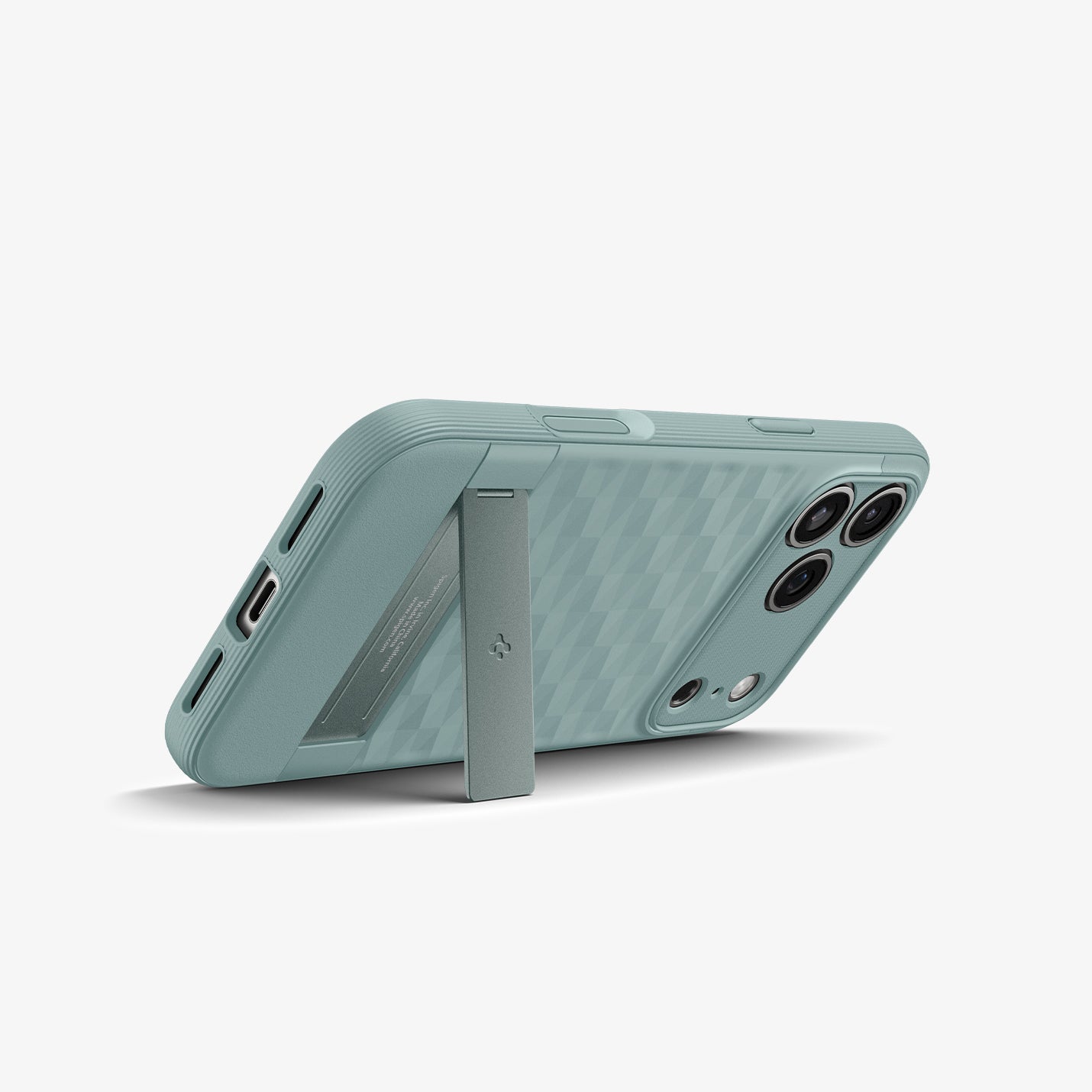 ACS09912 - iPhone 17 Pro Max Series Case Parallax S (MagFit) in green showing the device propped up by built in kickstand