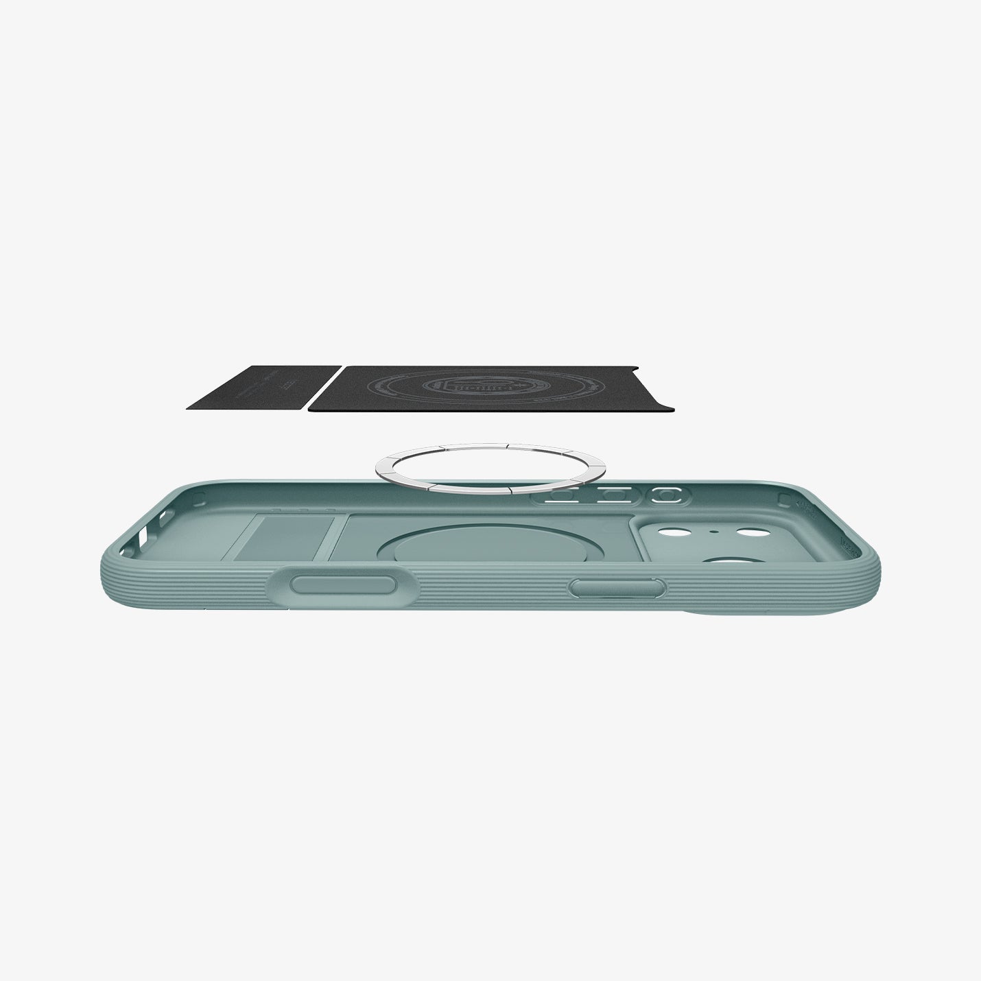 ACS09965 - iPhone 17 Pro Series Case Parallax S (MagFit) in green showing the back layer hovering above the case