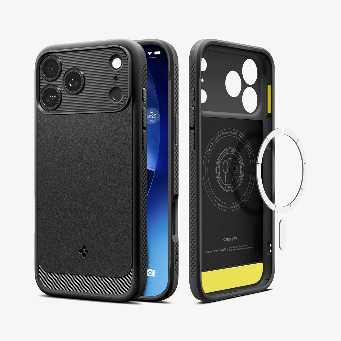 ACS09886 - iPhone 17 Pro Max Rugged Armor (MagFit) in Matte Black showing the back