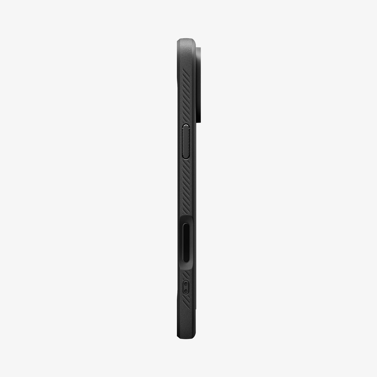 ACS09940CC - iPhone 18 Pro / iPhone 17 Pro Rugged Armor (MagFit) in Matte Black showing the side with volume buttons