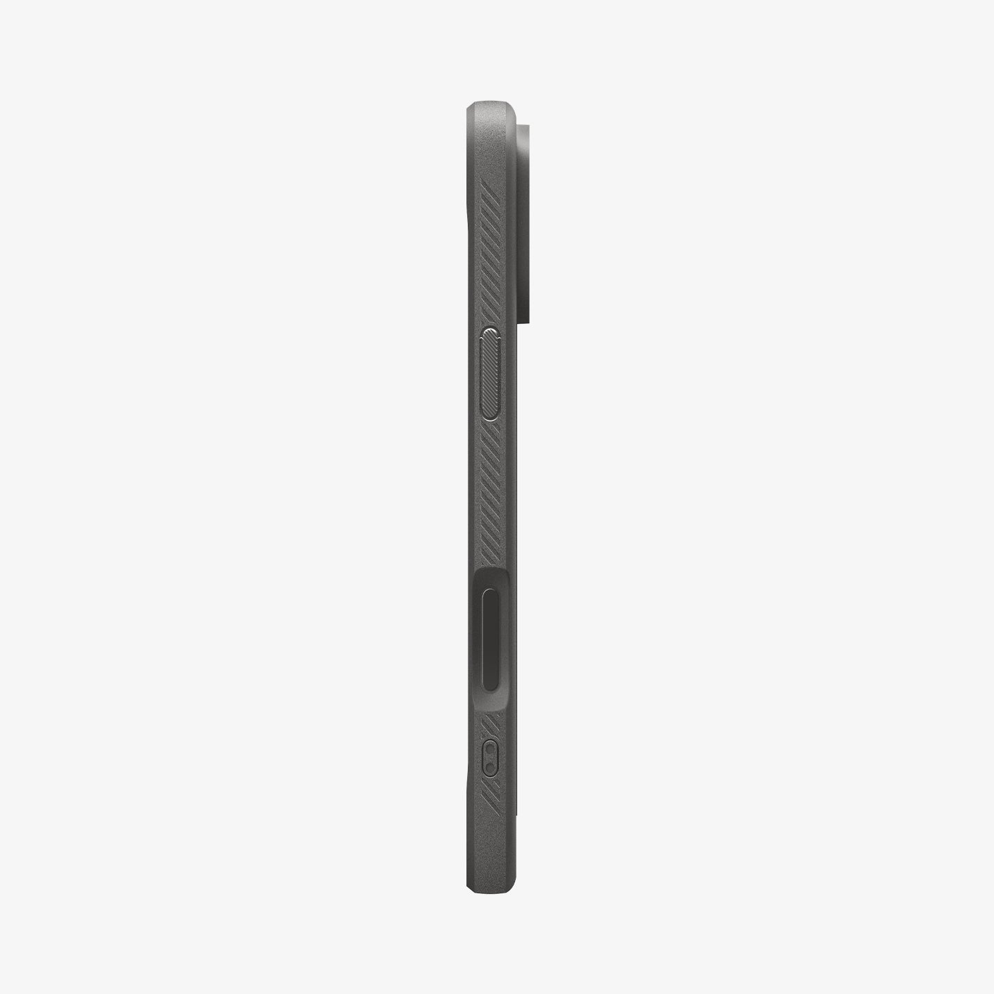 ACS09887CC - iPhone 18 Pro Max / iPhone 17 Pro Max Rugged Armor (MagFit) in Gray showing the side with volume buttons