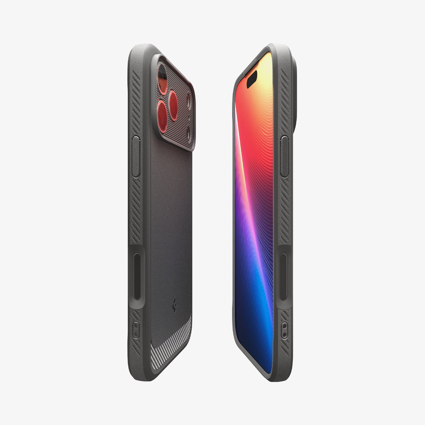 ACS09941 - iPhone 17 Pro Rugged Armor (MagFit) in Gray showing the partial back, partial front and sides