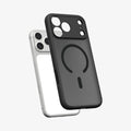 ACS10069CA - iPhone 18 Pro / iPhone 17 Pro Ultra Hybrid (MagFit) in Frost Black showing the front of layer hovering above the magfit magnet plate and the case
