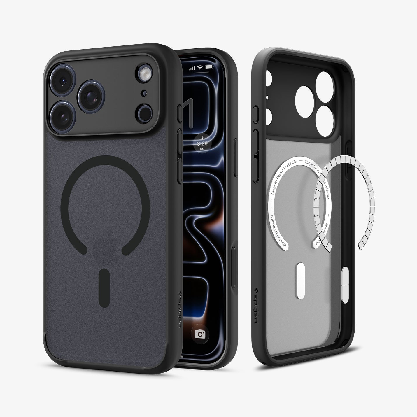 ACS10069CA - iPhone 18 Pro / iPhone 17 Pro Ultra Hybrid (MagFit) in Frost Black showing the back, partial inner, partial front and sides