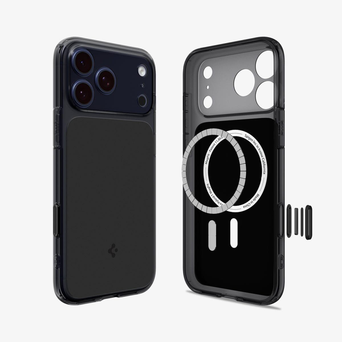 ACS10078CB - iPhone 18 Pro / iPhone 17 Pro Ultra Hybrid T (Mag Fit) in Matte Black showing the front and back
