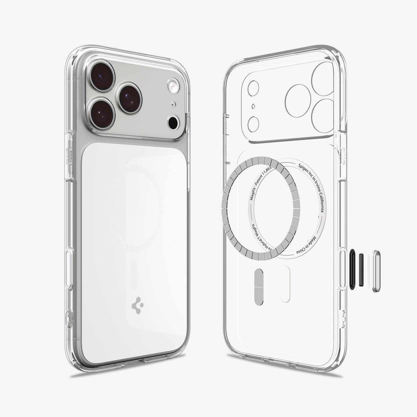  ACS10077 - iPhone 17 Pro Ultra Hybrid T (MagFit) in Glossy White showing the front and back