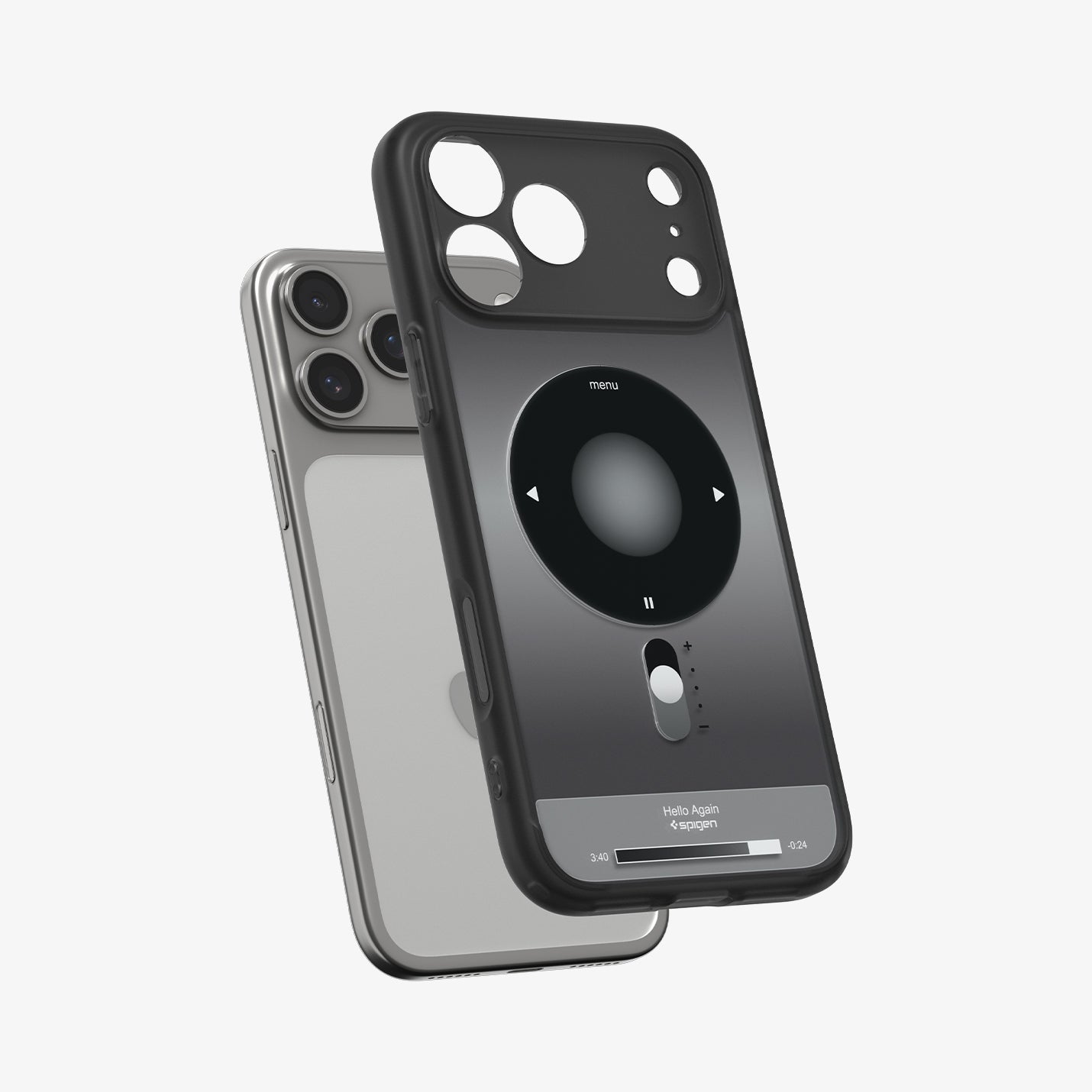ACS10076 - iPhone 17 Pro Case Ultra Hybrid Classic (MagFit) in Classic Black showing the back, hovering in front of the device