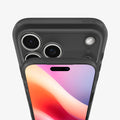 ACS10076 - iPhone 17 Pro Case Ultra Hybrid Classic (MagFit) in Classic Black showing the half front and partial back focusing on camera lens