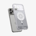 ACS10075 - iPhone 17 Pro Case Ultra Hybrid Classic (MagFit) in Classic Silver showing the back, hovering in front of the device