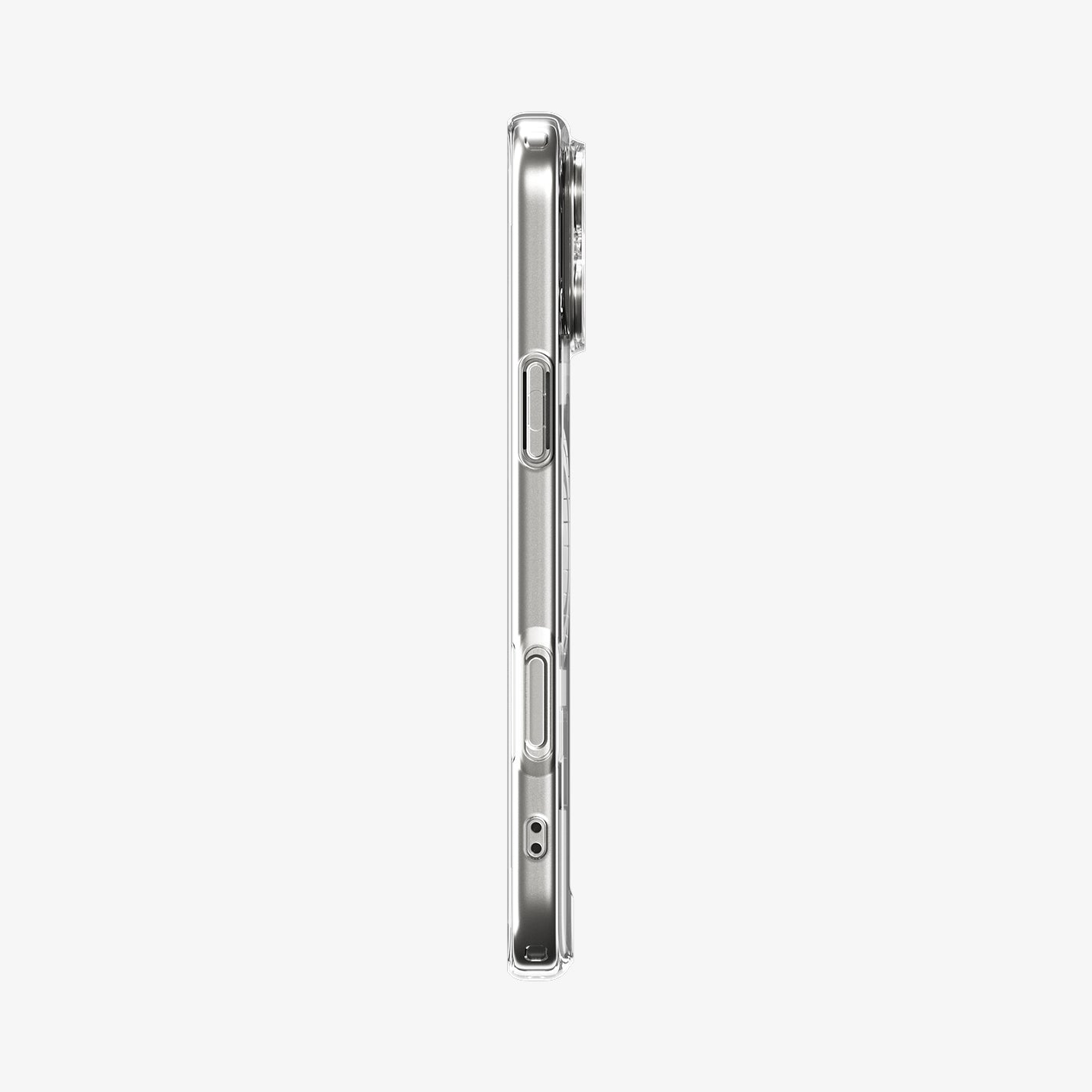 ACS10072CA - iPhone 18 Pro / iPhone 17 Pro Ultra Hybrid Zero One (MagFit) Natural Titanium showing the slim side profile with covered buttons and precise cutouts