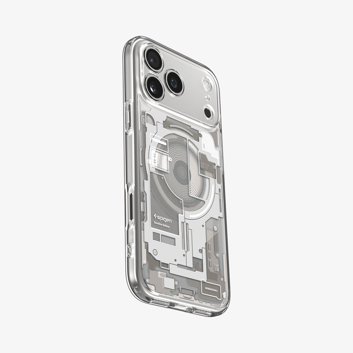 ACS10072 - iPhone 17 Pro Case Ultra Hybrid Zero One (MagFit) in Zero One Natural Titanium showing the back and side